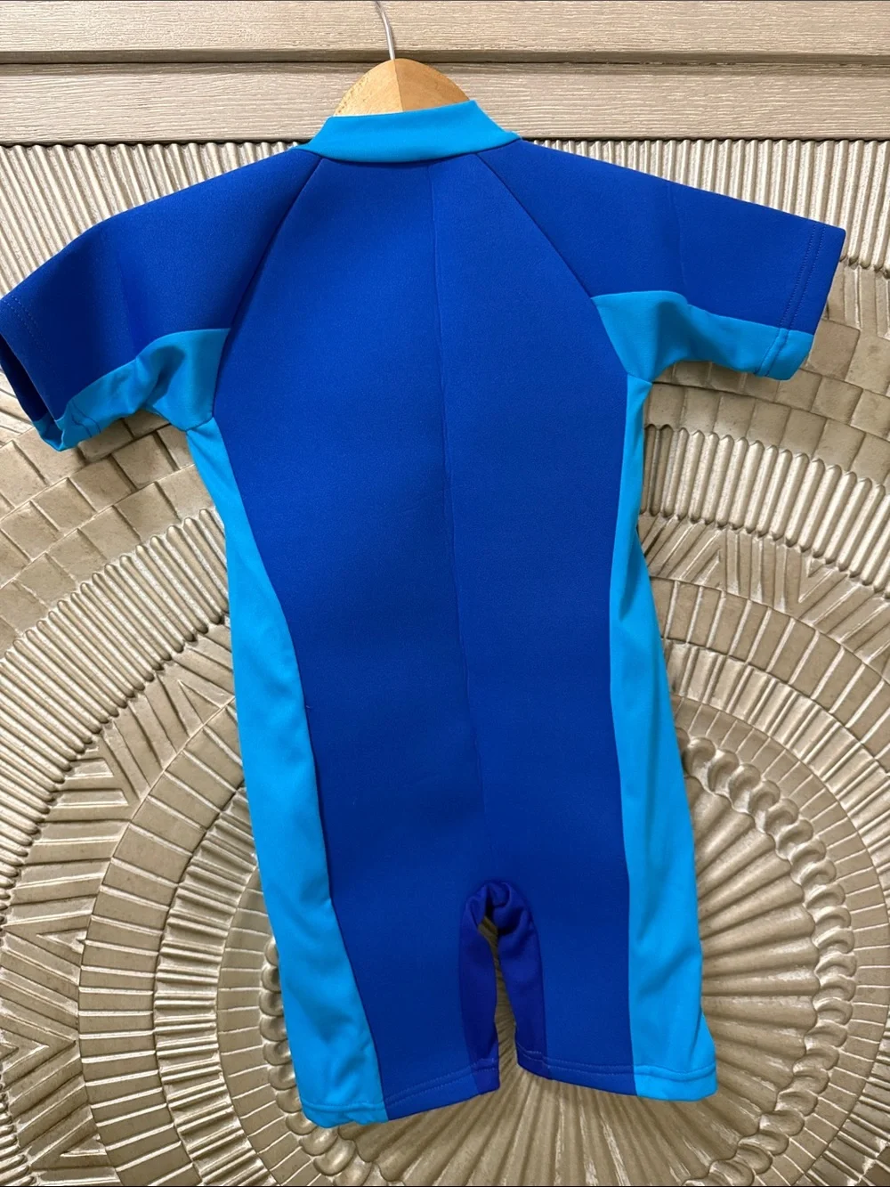 Boys' Blue Short Sleeve Front Zip Rashguard Suit